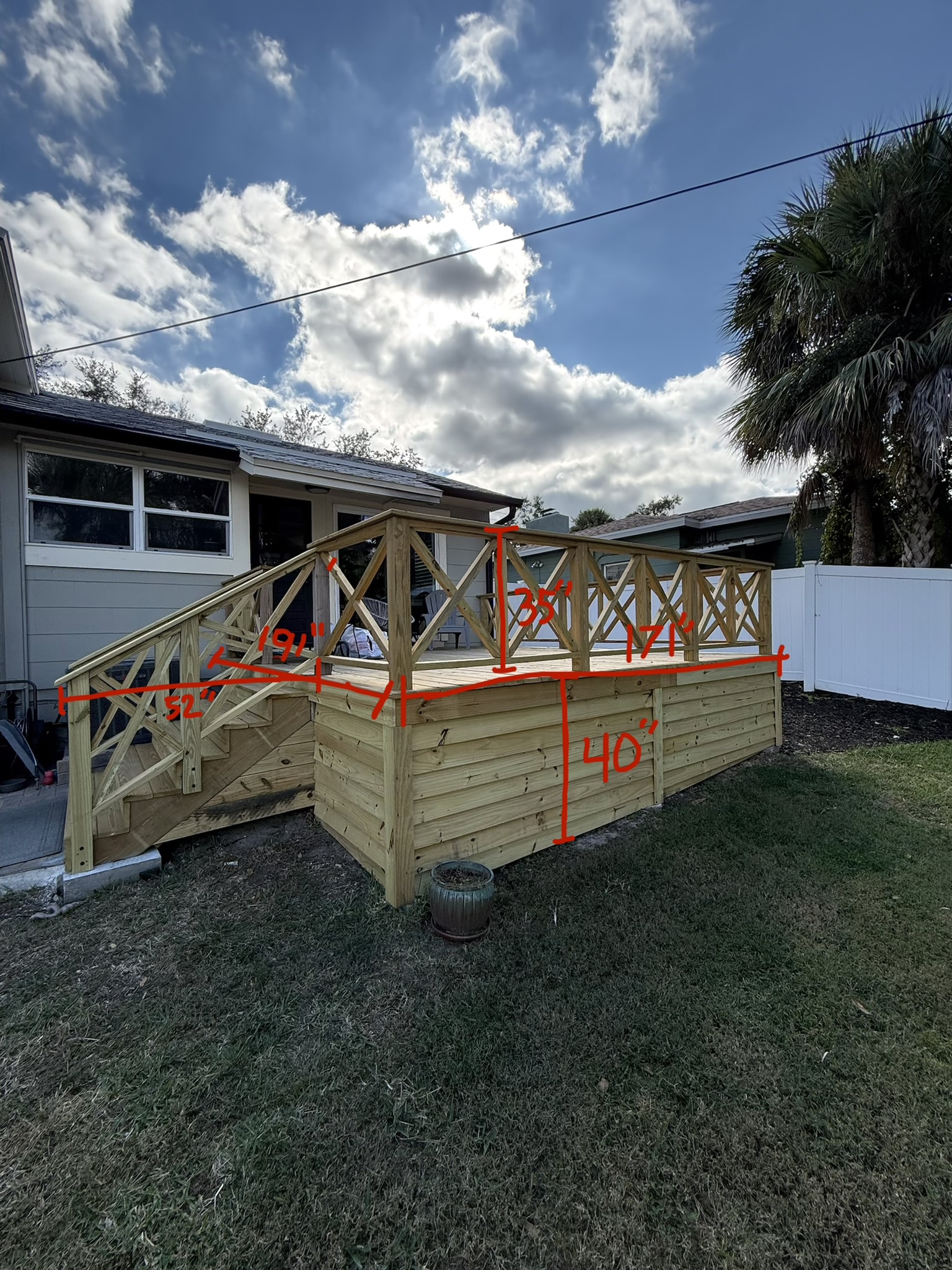Deck project with measurement markup during planning