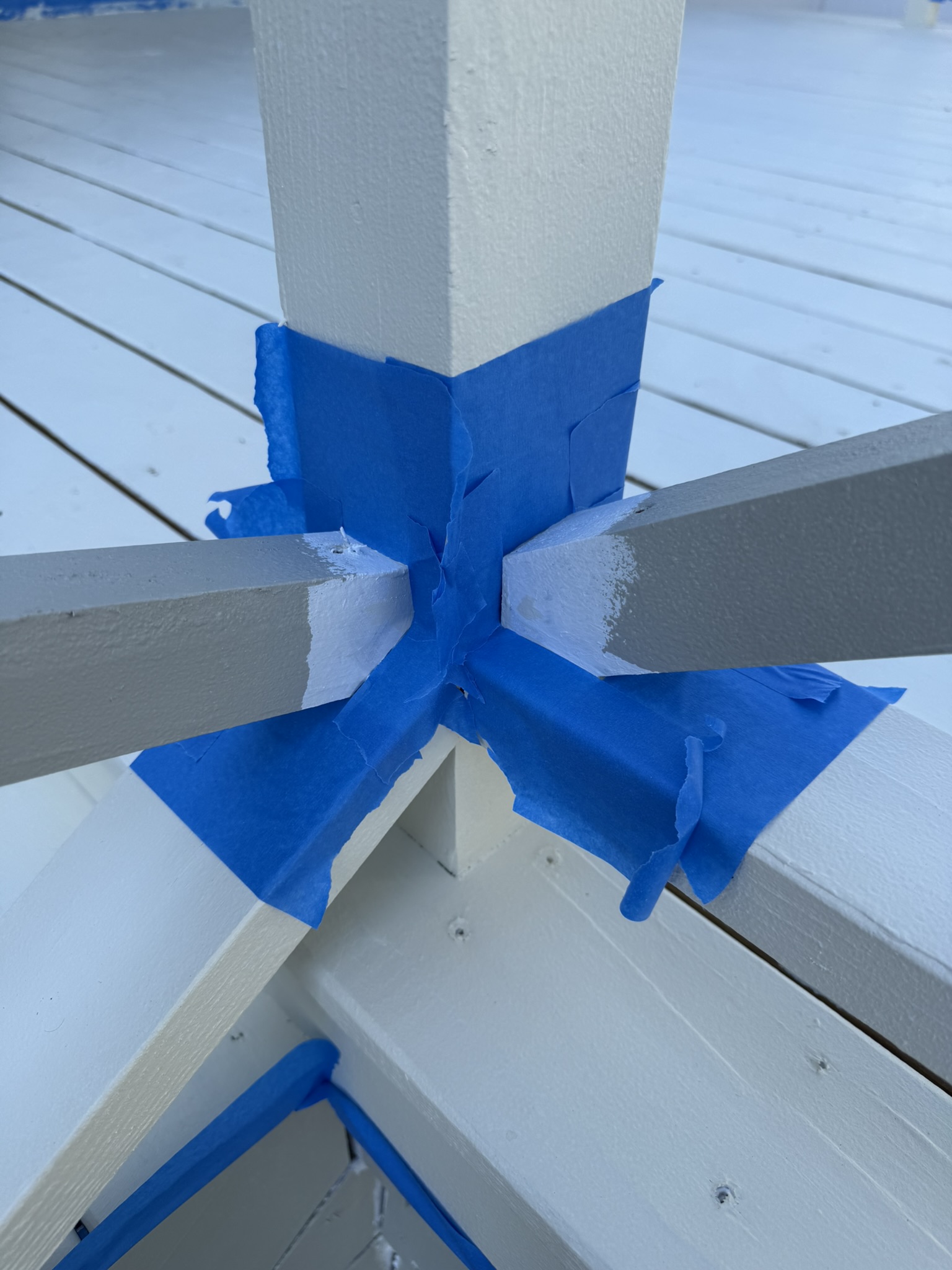Deck and railing painting in progress